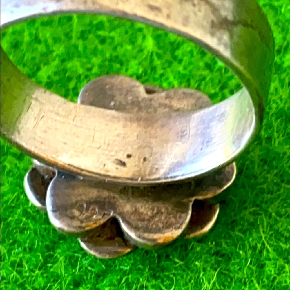 Vintage Solid Sterling Silver Flower Ring S 8 - image 2